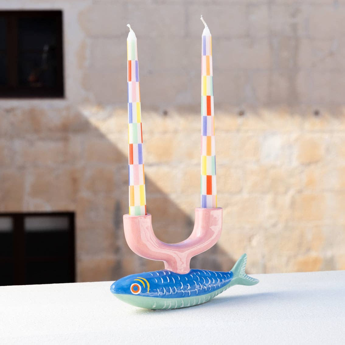 Checker Taper Candles