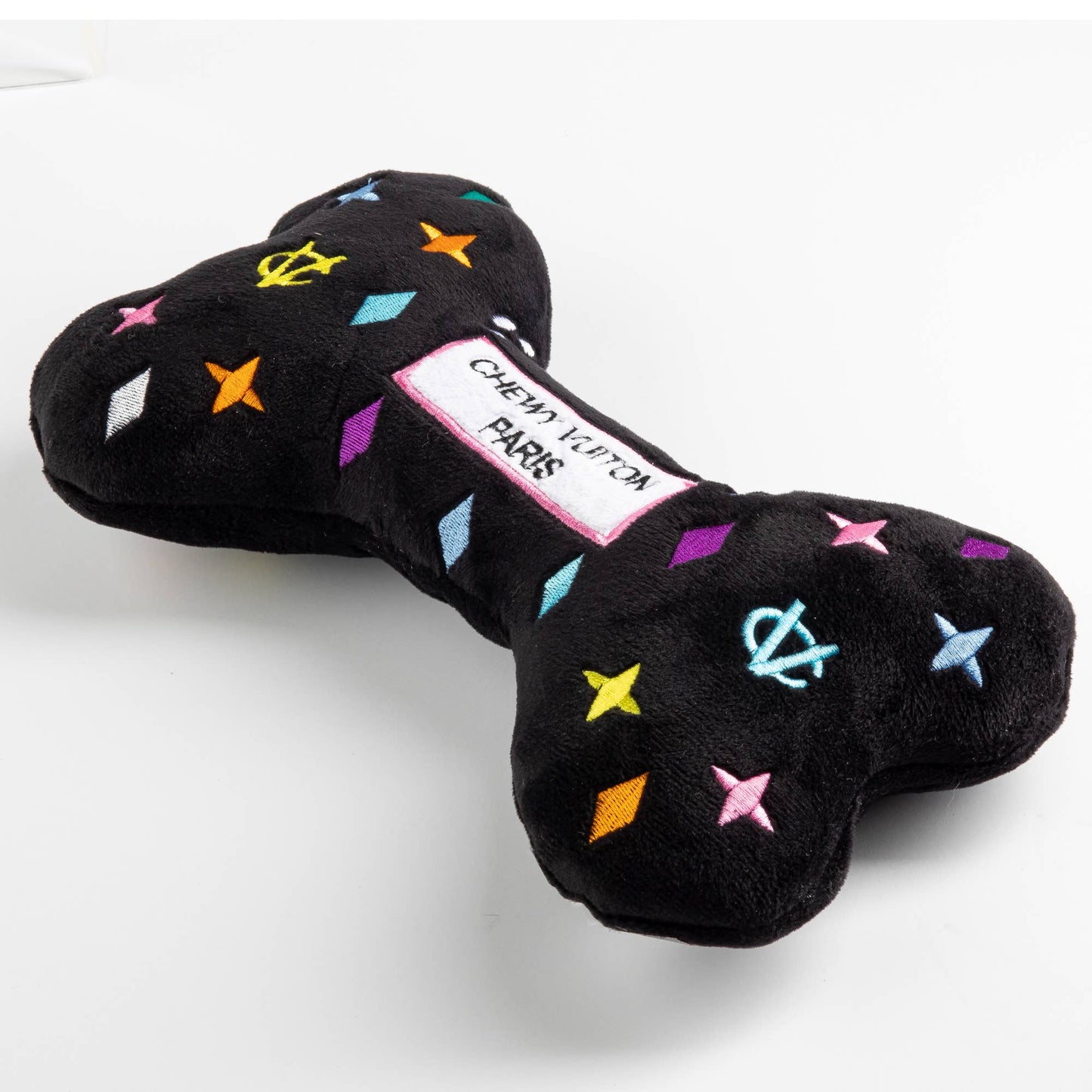 Black Chewy Vuiton Bone Dog Toy