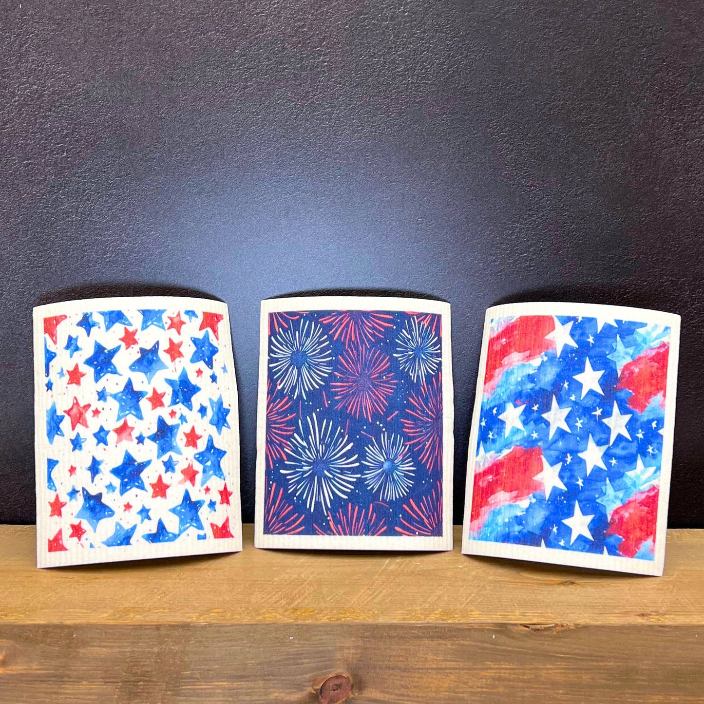 Swedish Dishcloth - 4th of July Red & Blue Stars
