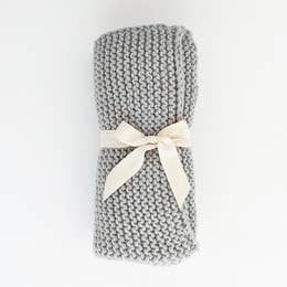 Ice Grey Garter Stitch Knit Blanket