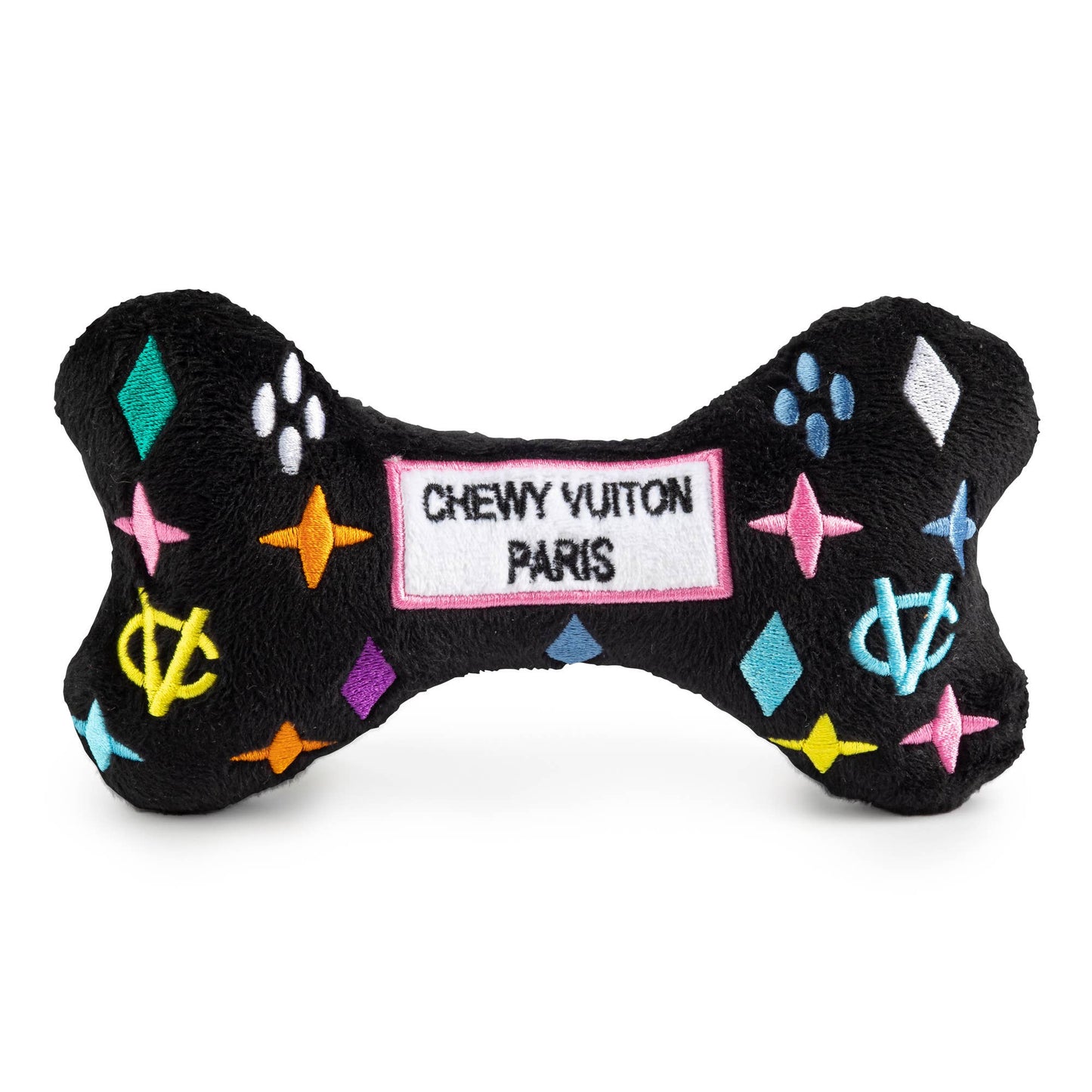 Black Chewy Vuiton Bone Dog Toy