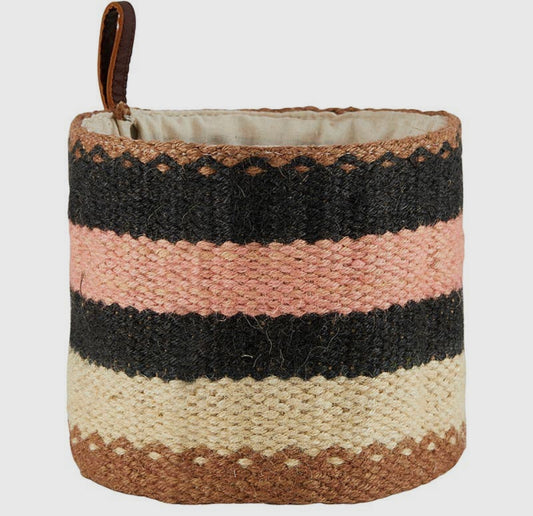 Basket Black & Pink Stripe Medium