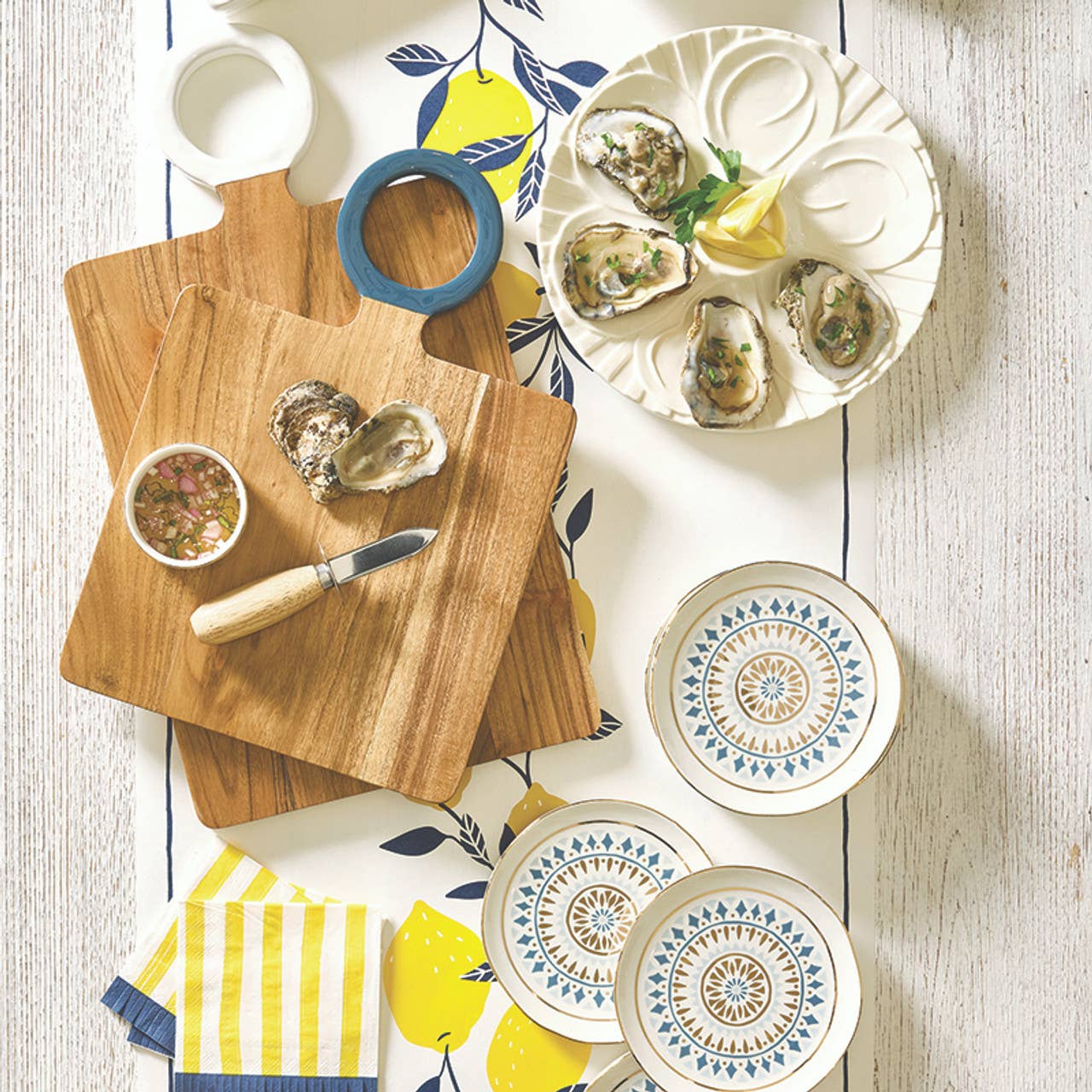 Wood Board with Enamel Handle - Dusty Blue