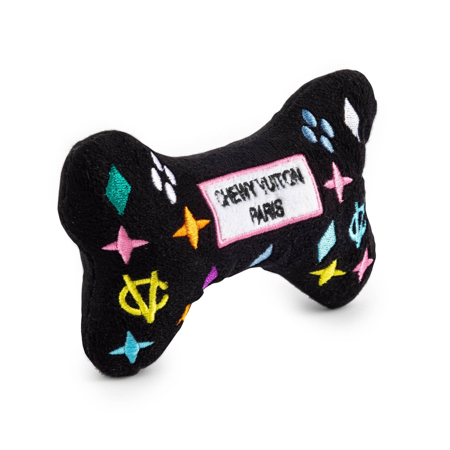 Black Chewy Vuiton Bone Dog Toy
