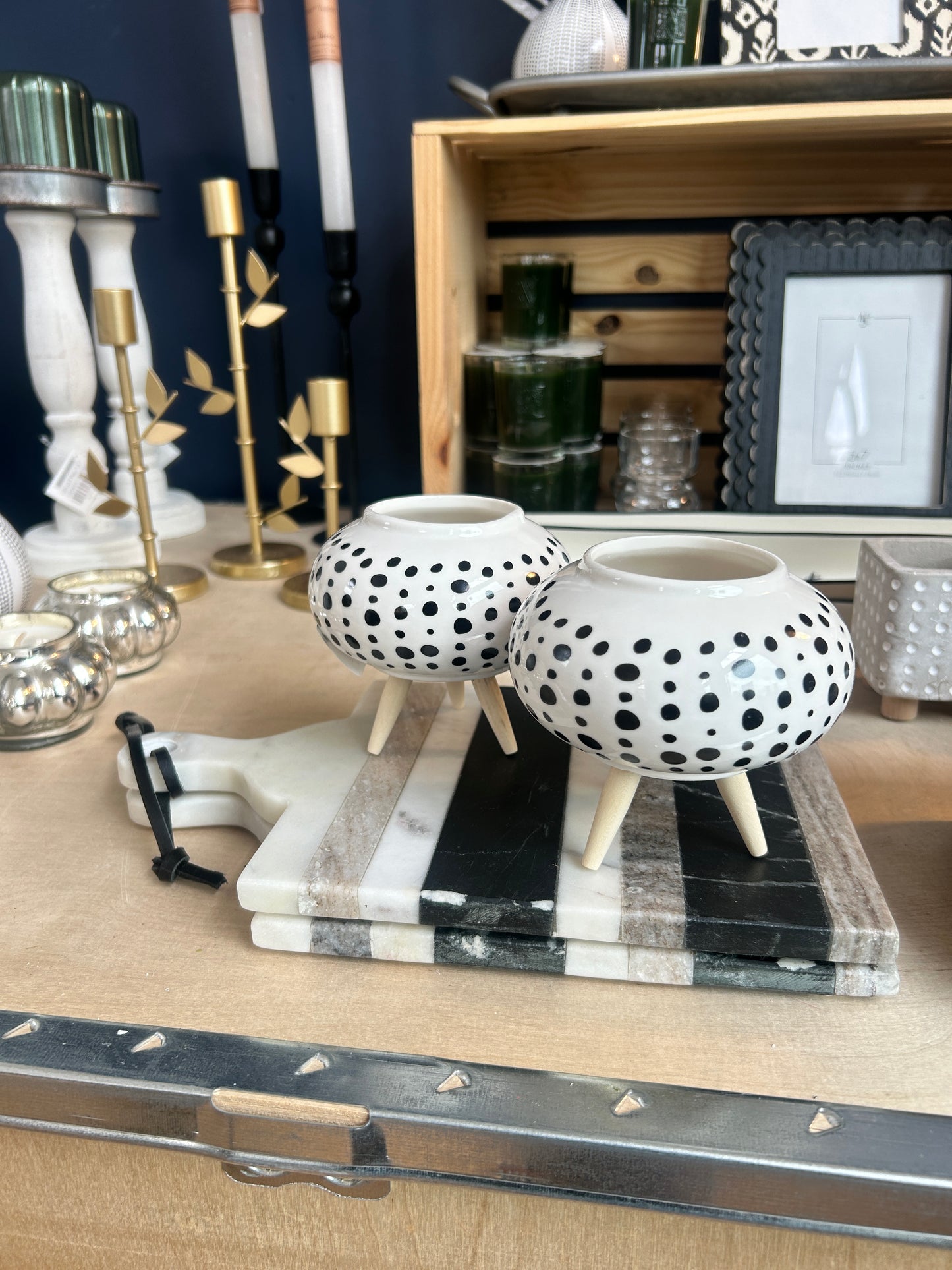 Footed Polka Dot Vase