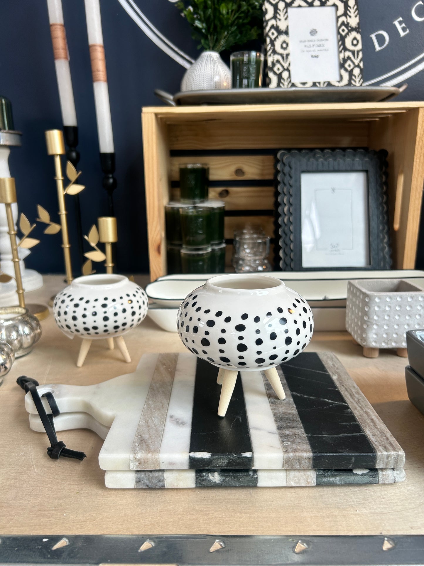 Footed Polka Dot Vase