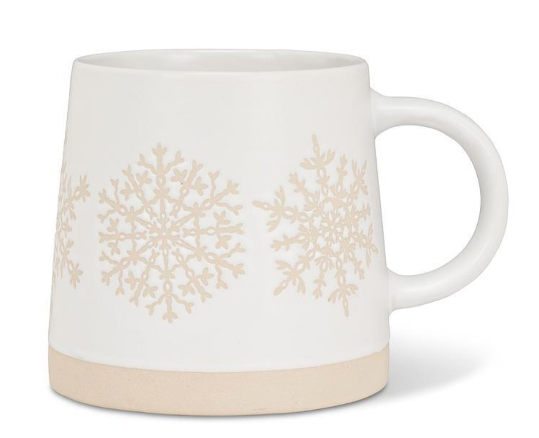 White Tan Snowflake Mug