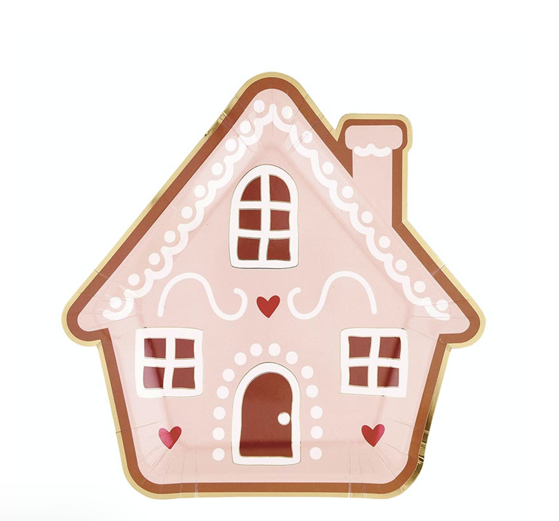 Pink GingerBread House Plates