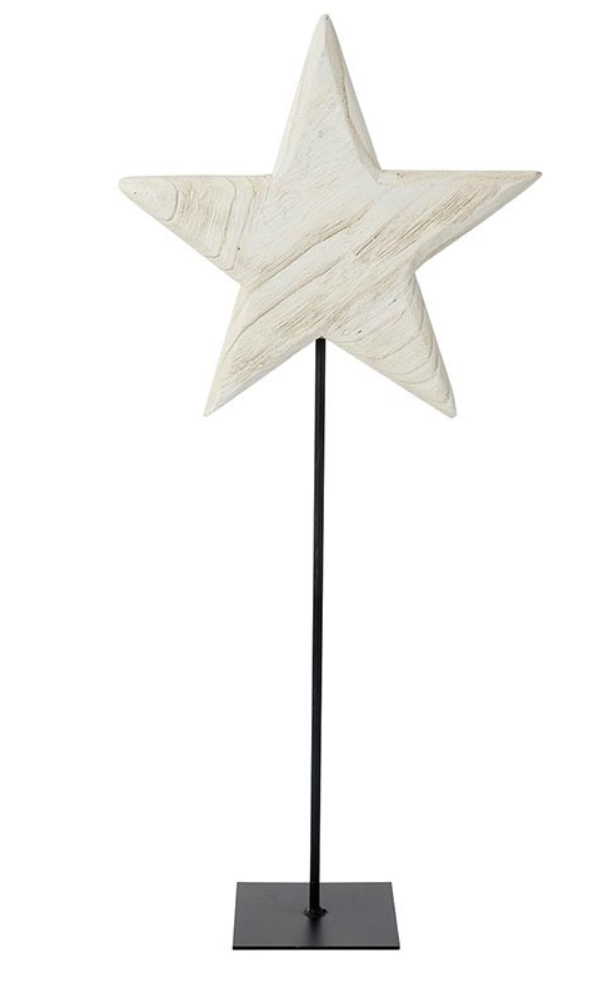 Wood Star on Iron Stand
