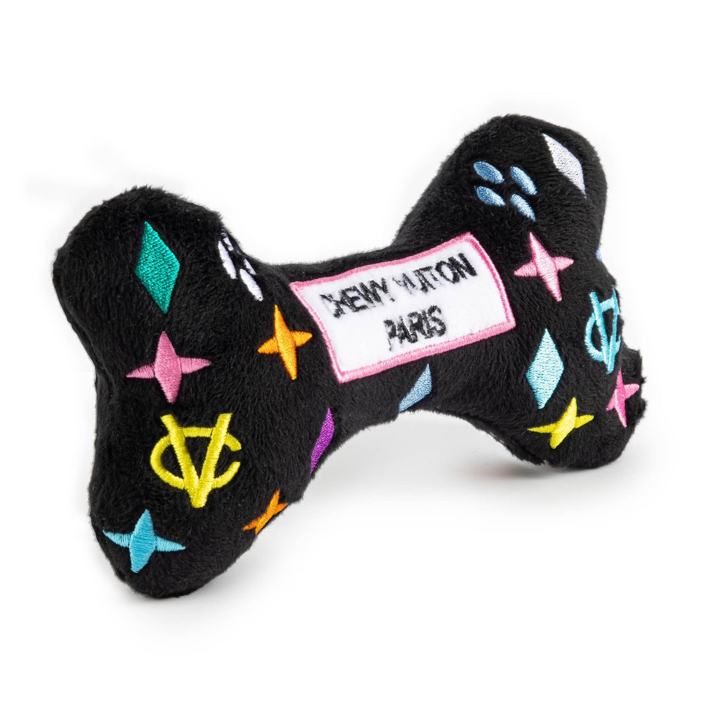 Black Chewy Vuiton Bone Dog Toy