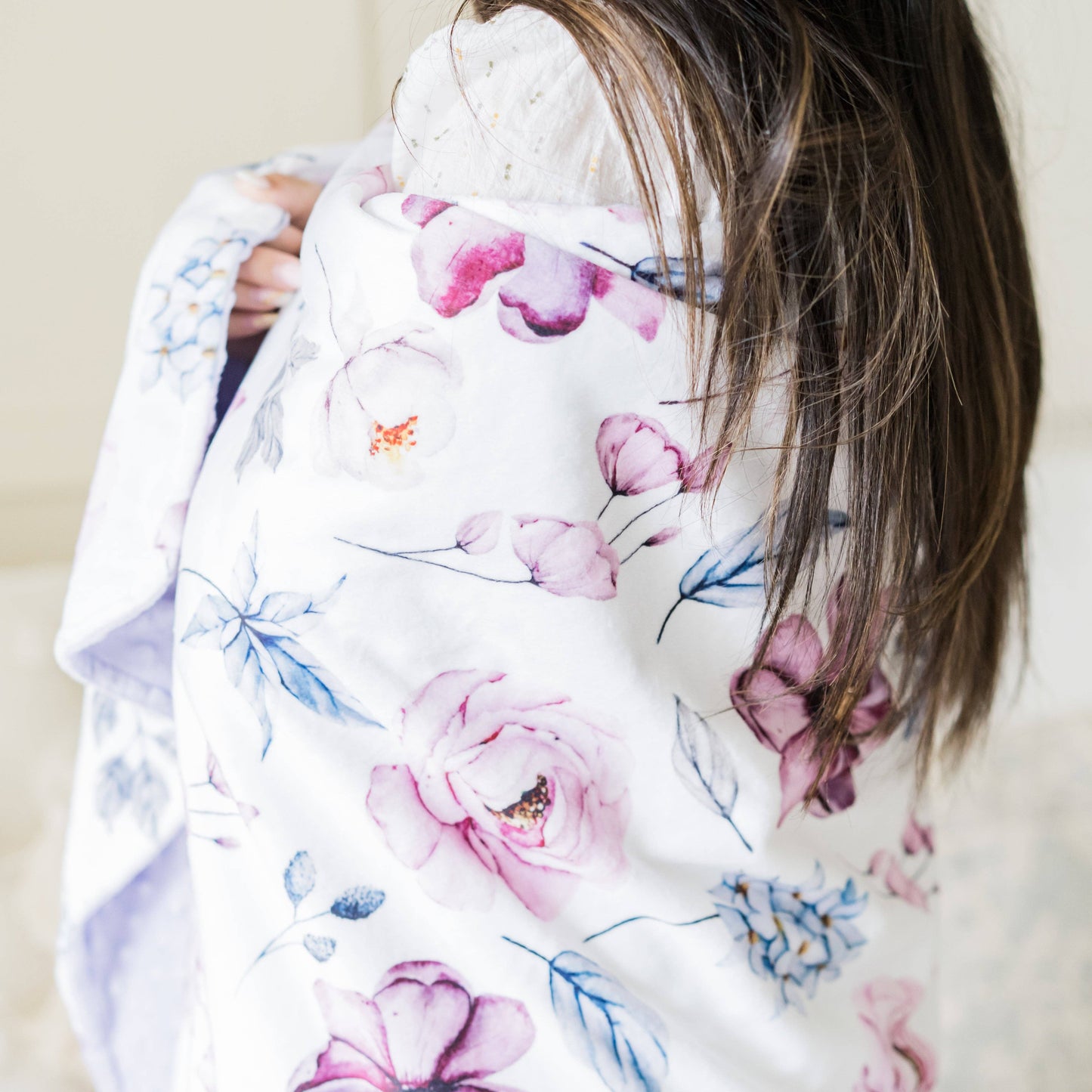 Purple Floral Minky Blanket