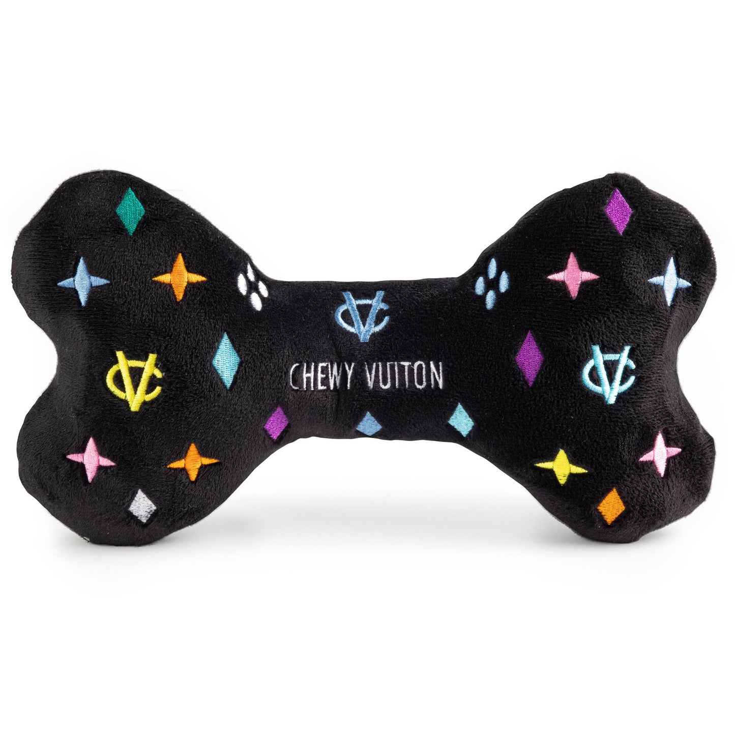 Black Chewy Vuiton Bone Dog Toy