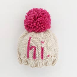 Hi. Neon Pink Hand Knit Hat