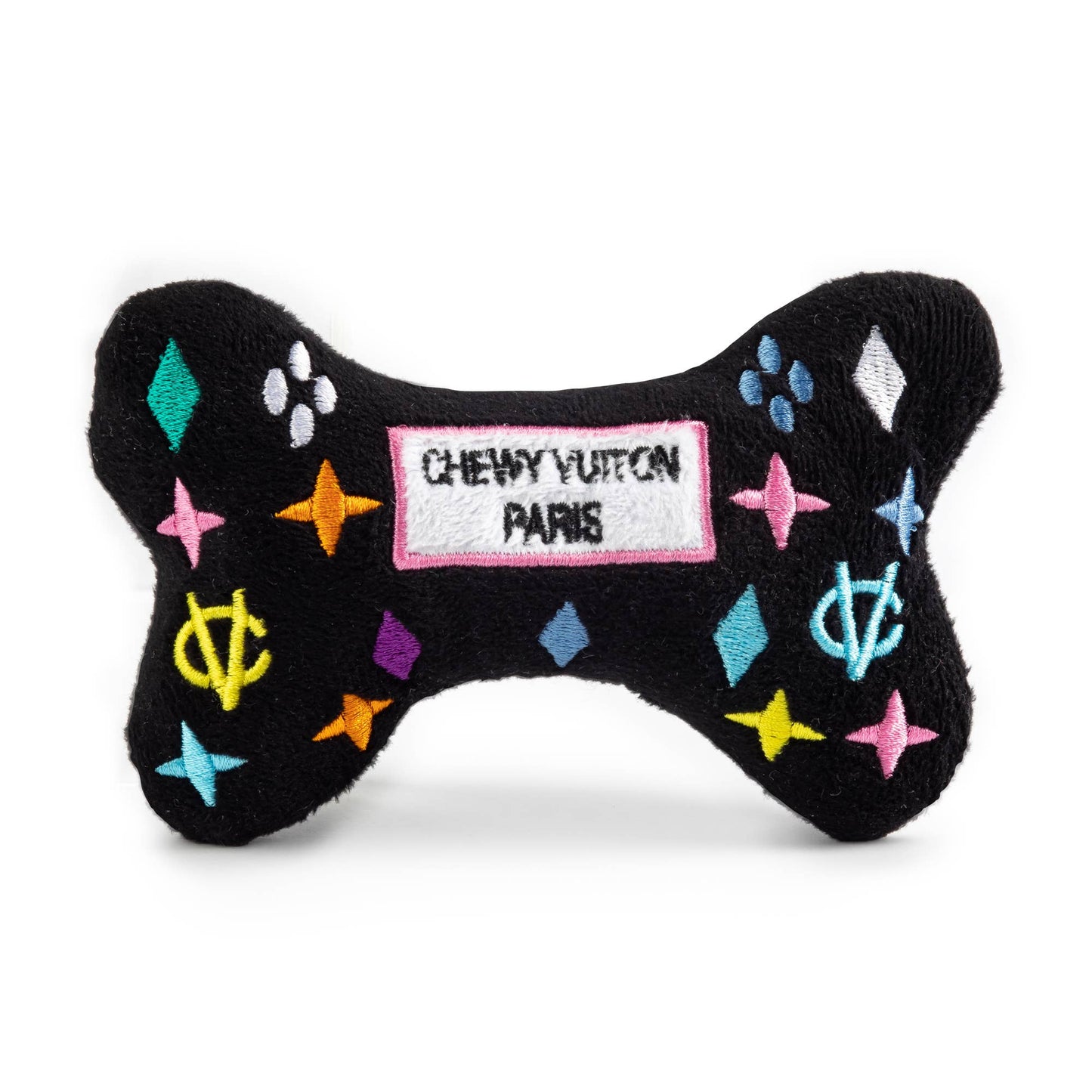 Black Chewy Vuiton Bone Dog Toy