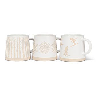Wide Base Mug with Birch Trees