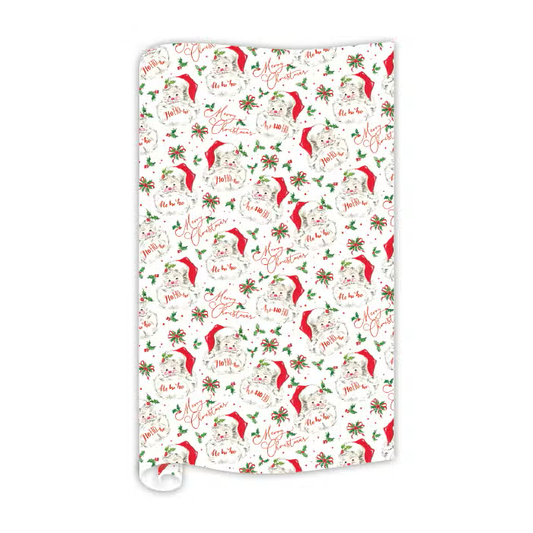 Merry Christmas Red Santa Pattern Wrapping Paper