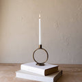 Round Sculpture Taper Candle Holder Metal