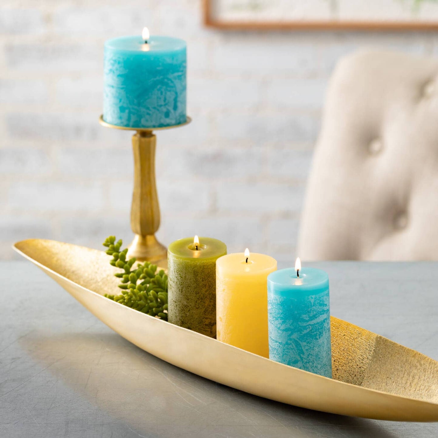 Sea Glass Pillar Candle