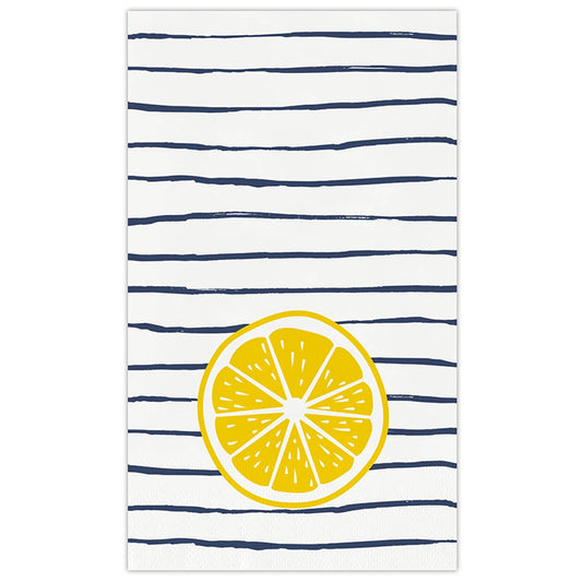 Ceramic Guest Napkin Tray + Napkins - Striped Lemon