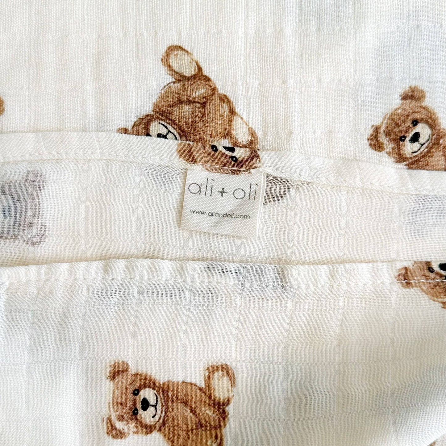 Bamboo Muslin Swaddle Baby Blanket - Teddy Bear