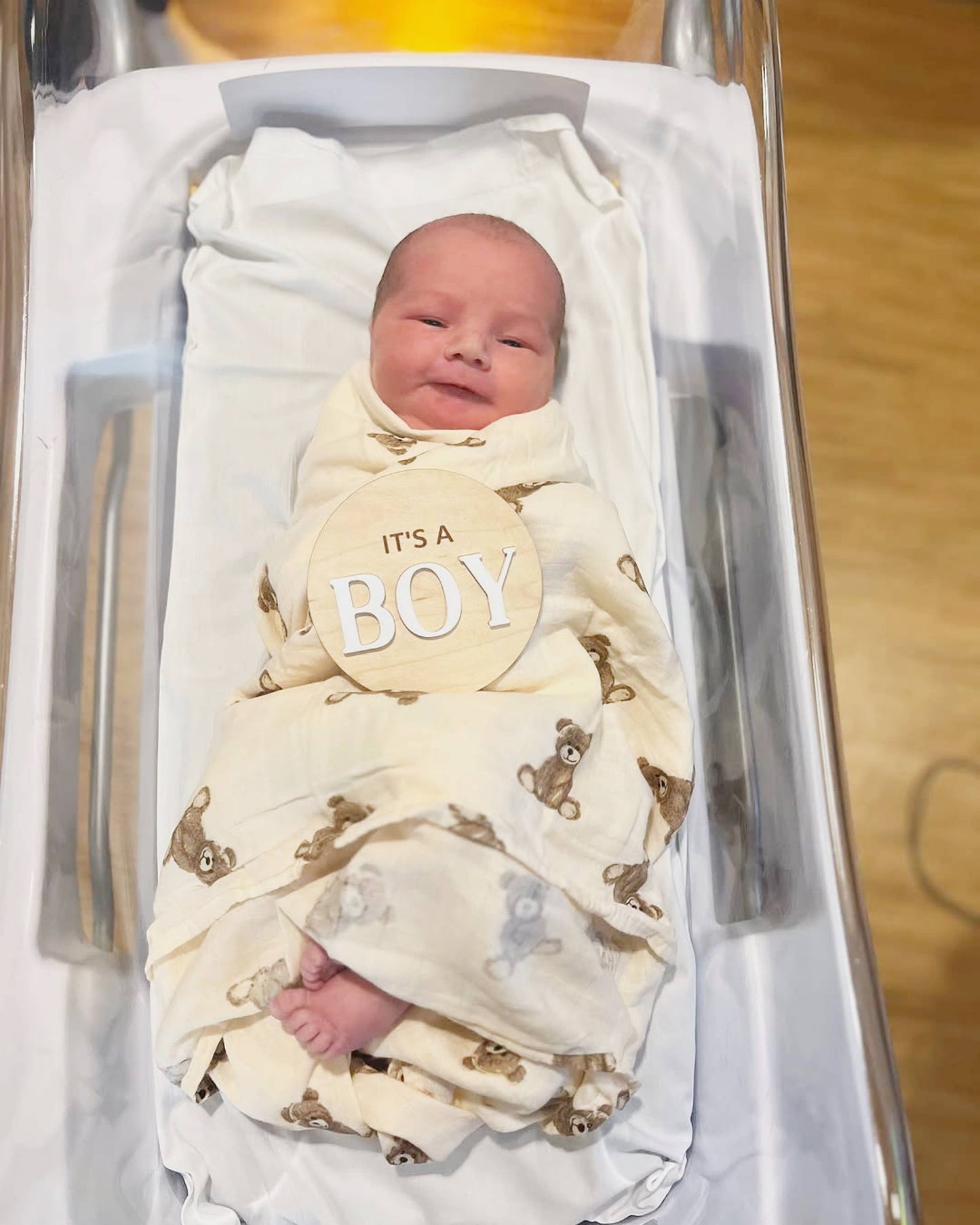 Bamboo Muslin Swaddle Baby Blanket - Teddy Bear