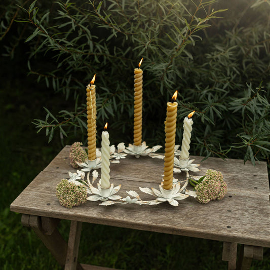 Floral Wreath 5 Taper Candle Holder