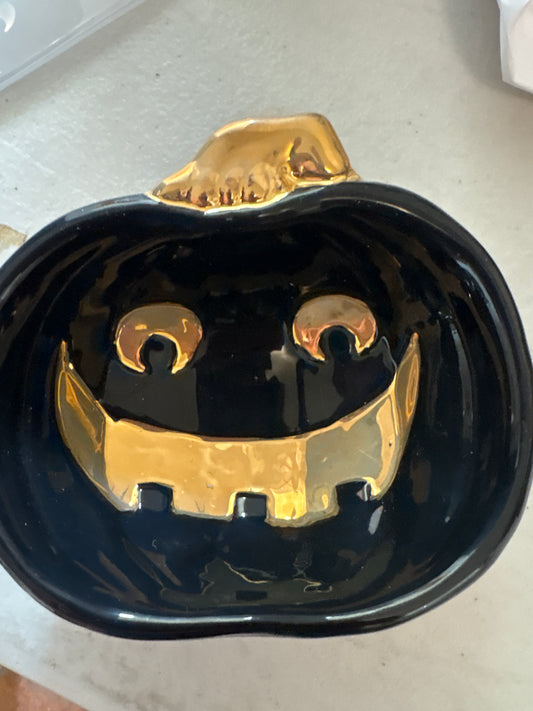Black/Gold Pumpkin Bowl-set of 2