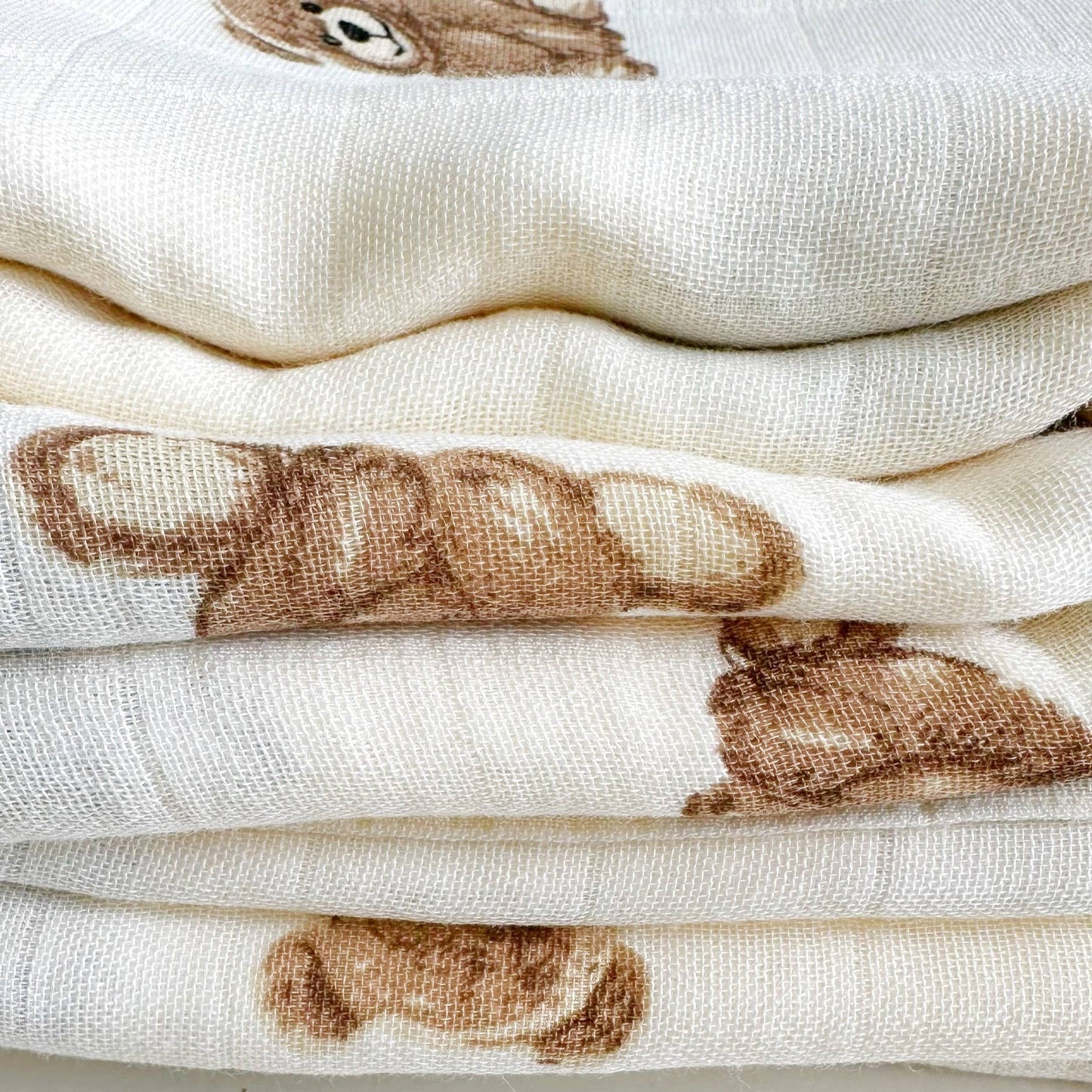 Bamboo Muslin Swaddle Baby Blanket - Teddy Bear