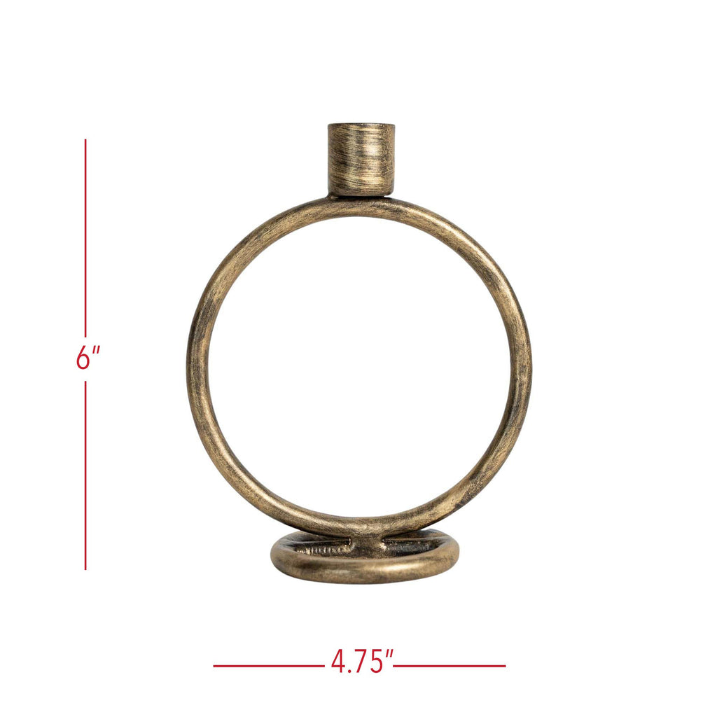Round Sculpture Taper Candle Holder Metal