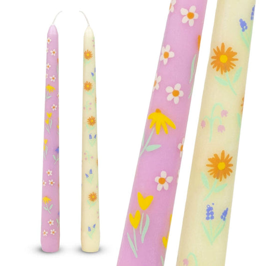 Floral Yellow & Pink Dinner Candles