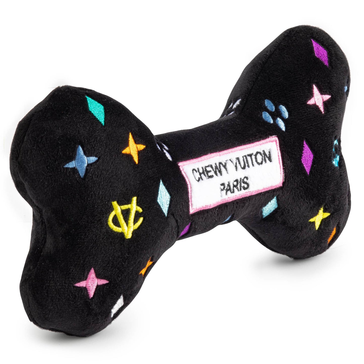 Black Chewy Vuiton Bone Dog Toy