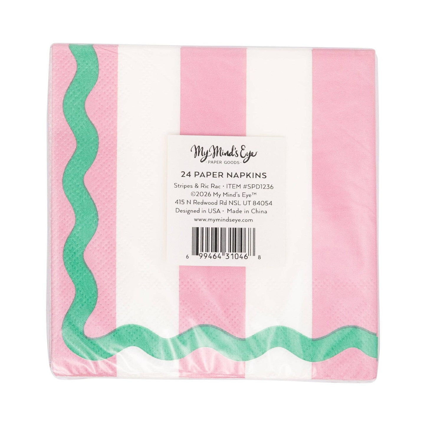 Pink and Green Stripes Napkin