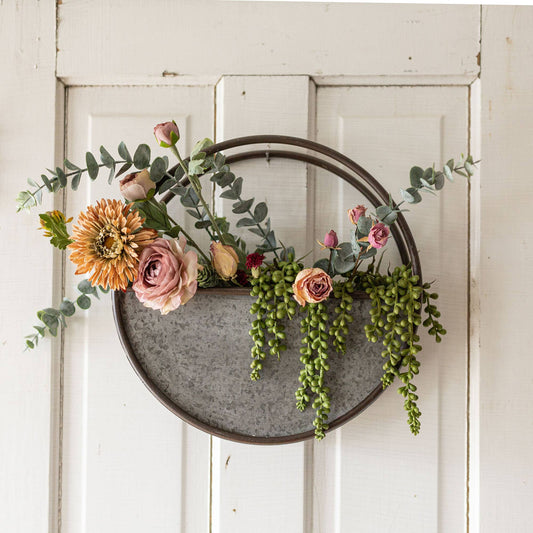 Farmhouse Galvanized Metal Wall Planter