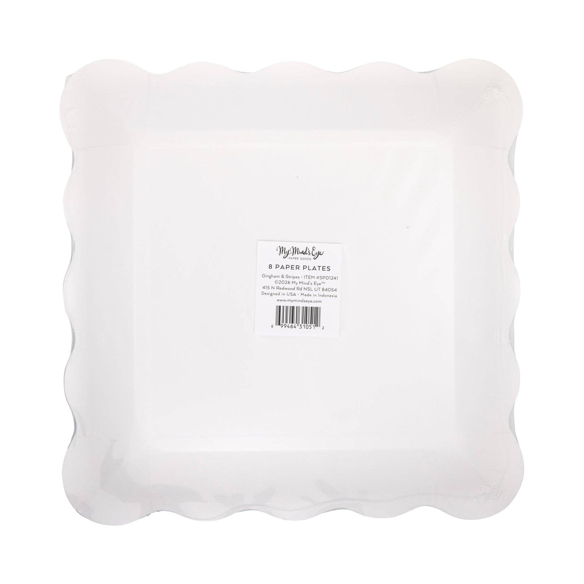 Gingham and Stripes Scalloped Square Plate Set