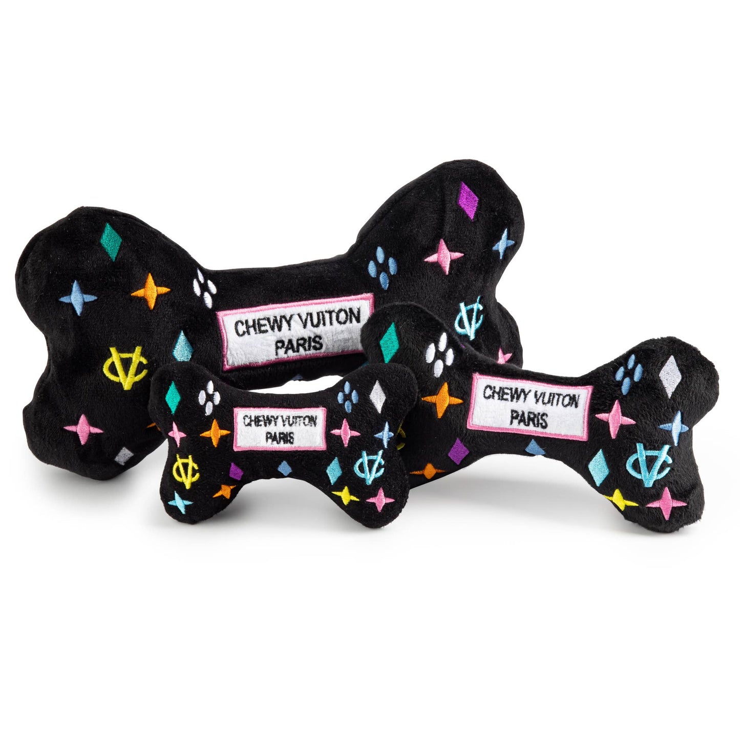 Black Chewy Vuiton Bone Dog Toy