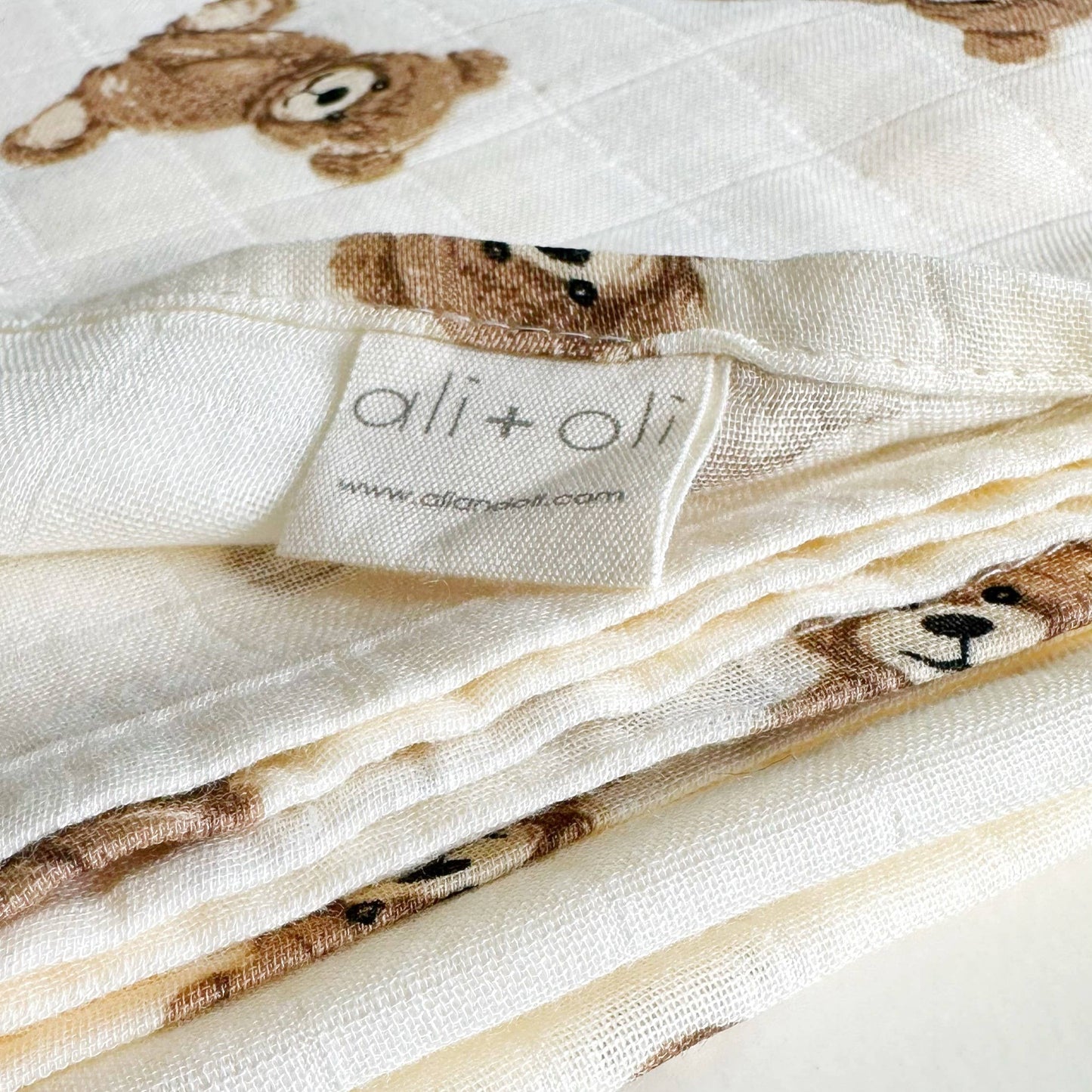 Bamboo Muslin Swaddle Baby Blanket - Teddy Bear