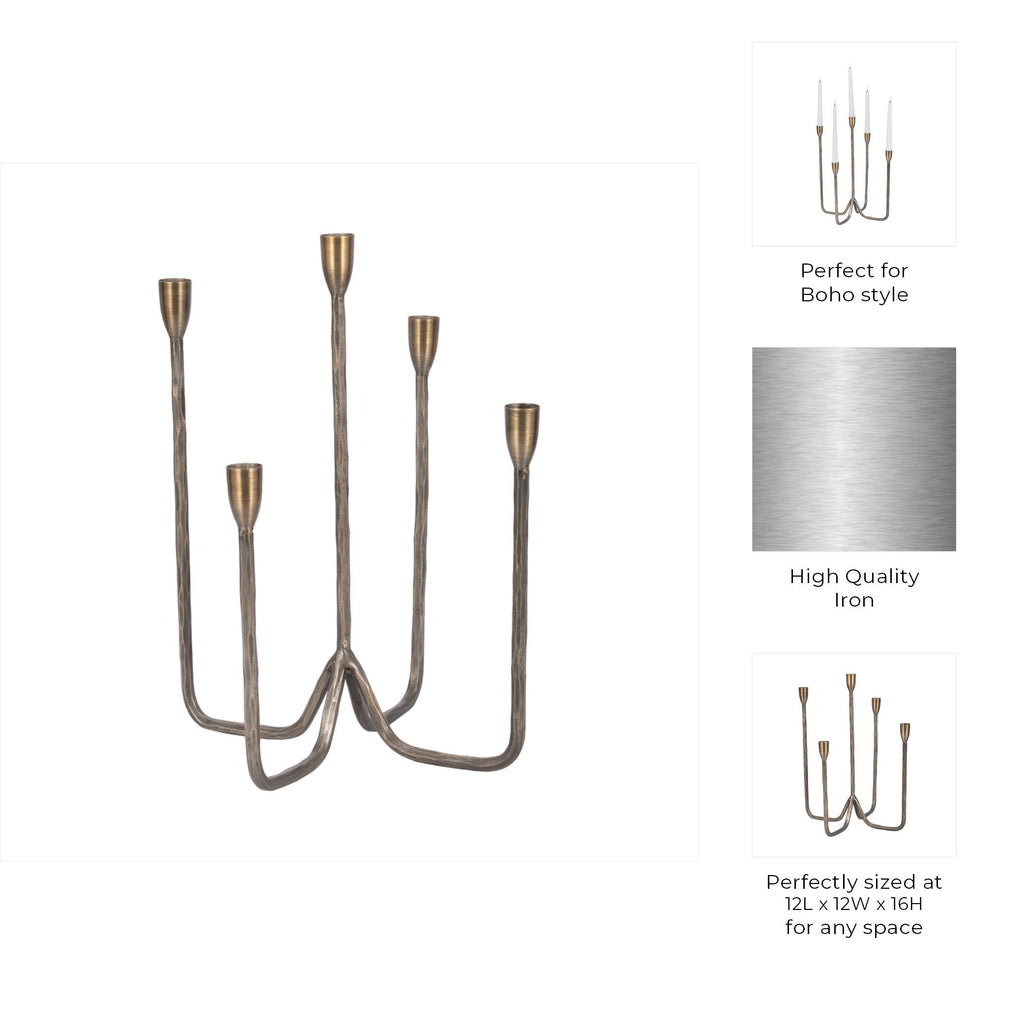 Metal Forged Five-Taper Candle Holder