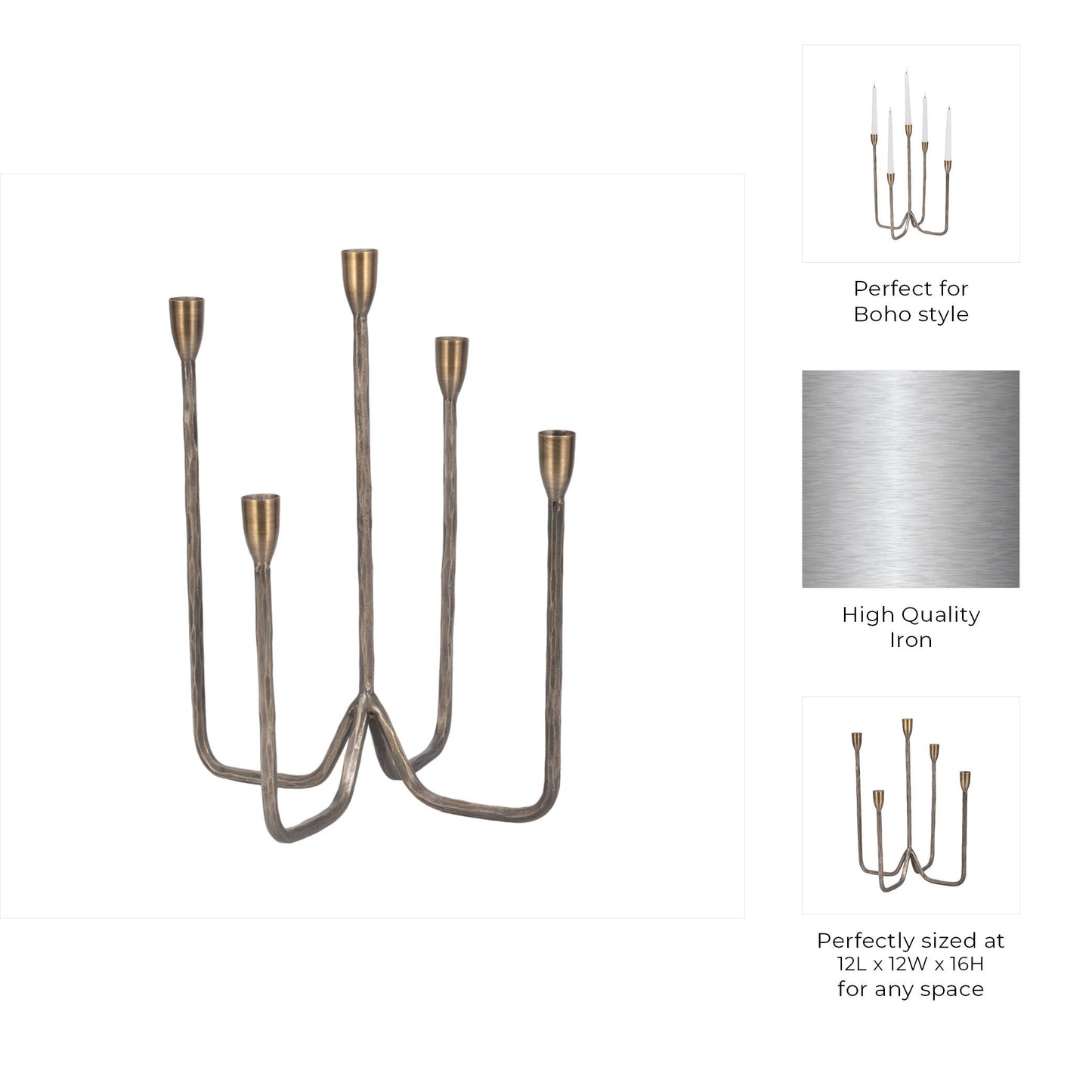 Metal Forged Five-Taper Candle Holder