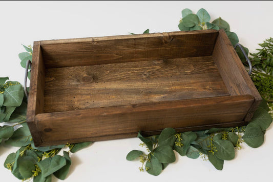 Tray Wooden with Metal Handles Large