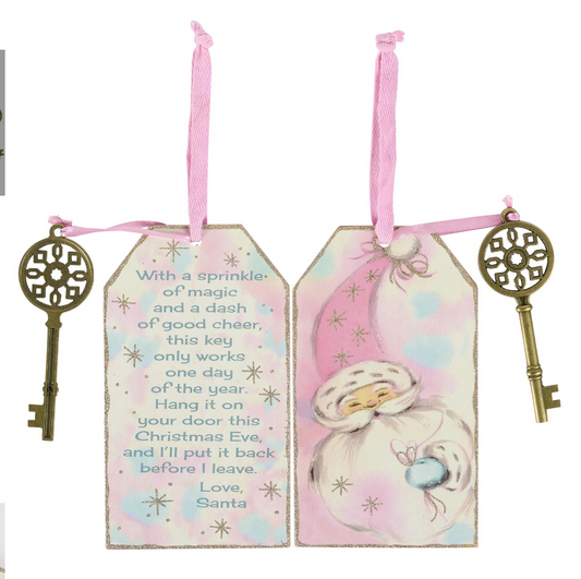 Pastel Santa Key Ornament