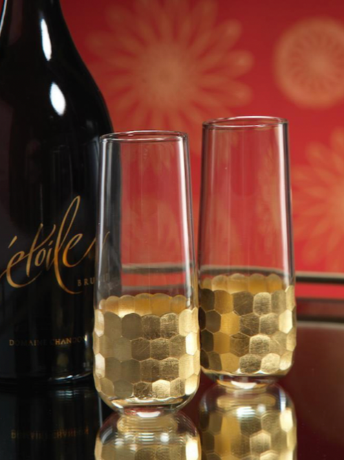 Gold Leaf Stemless Glass