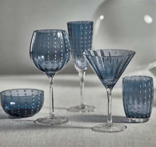 Navy Dot Wine Glass