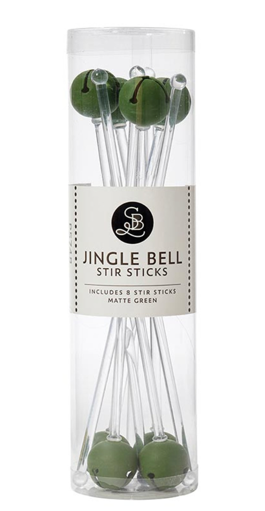 Green Jingle Bell Stir Sticks