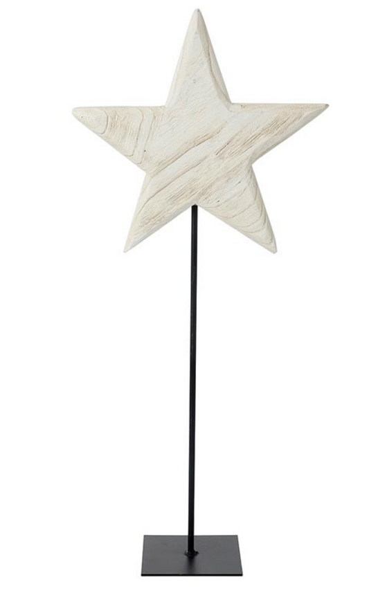 Wood Star on Iron Stand