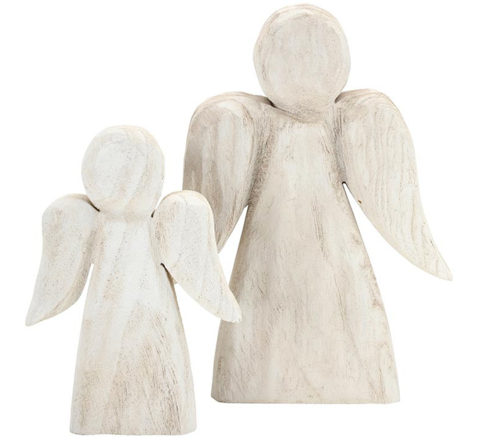 White Carved Wood Angel