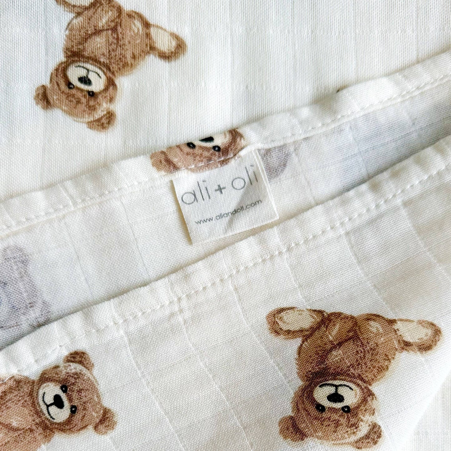 Bamboo Muslin Swaddle Baby Blanket - Teddy Bear