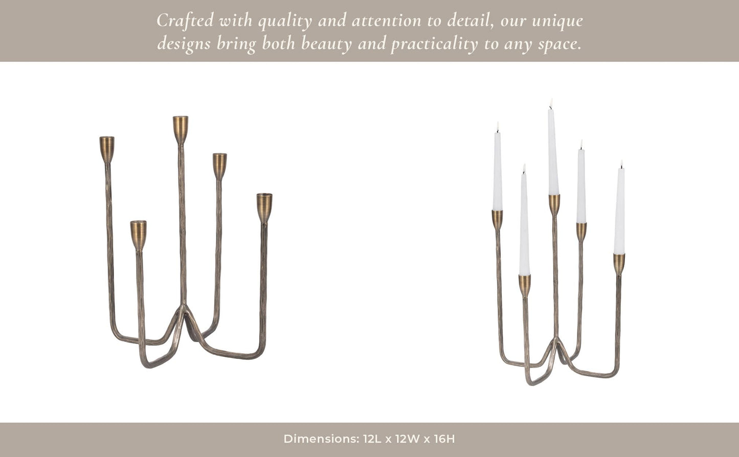 Metal Forged Five-Taper Candle Holder