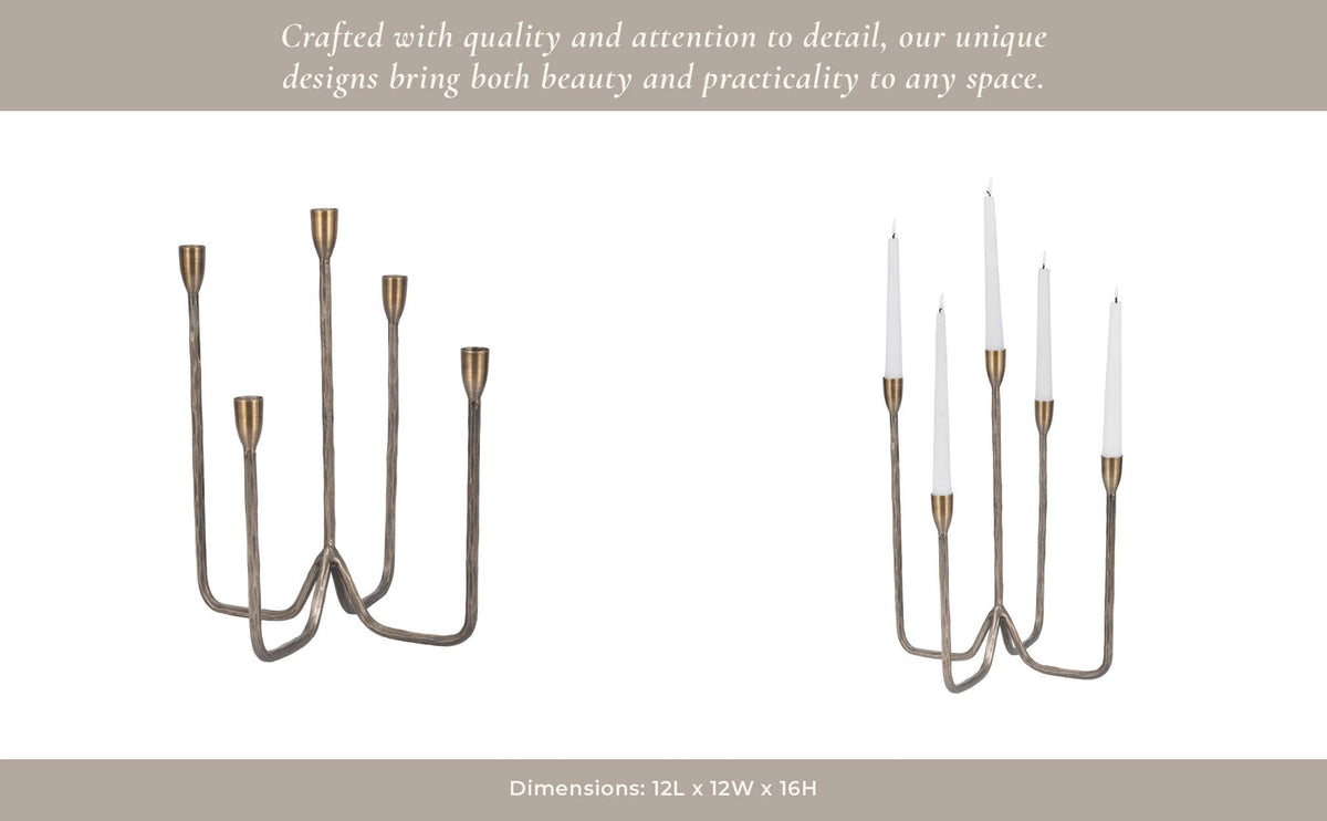 Metal Forged Five-Taper Candle Holder
