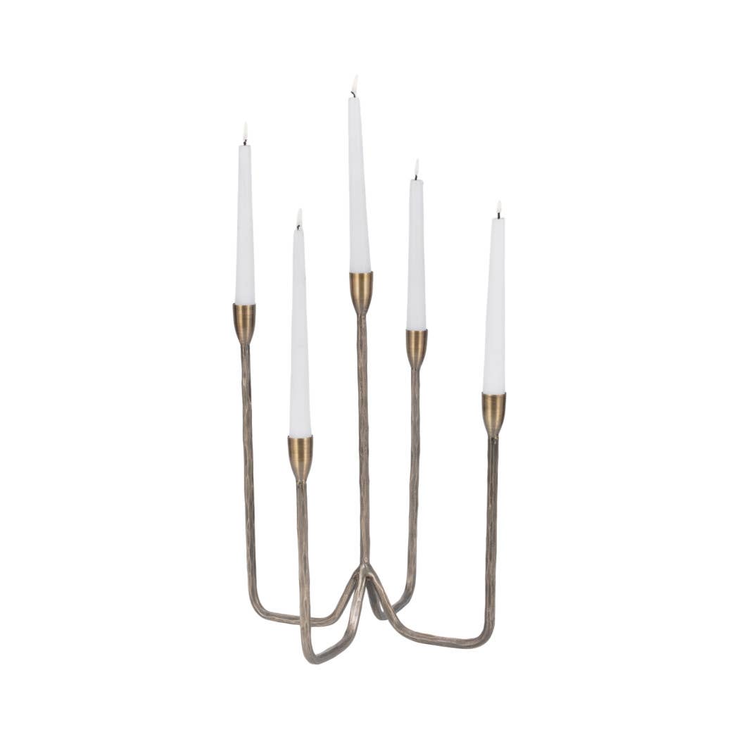 Metal Forged Five-Taper Candle Holder