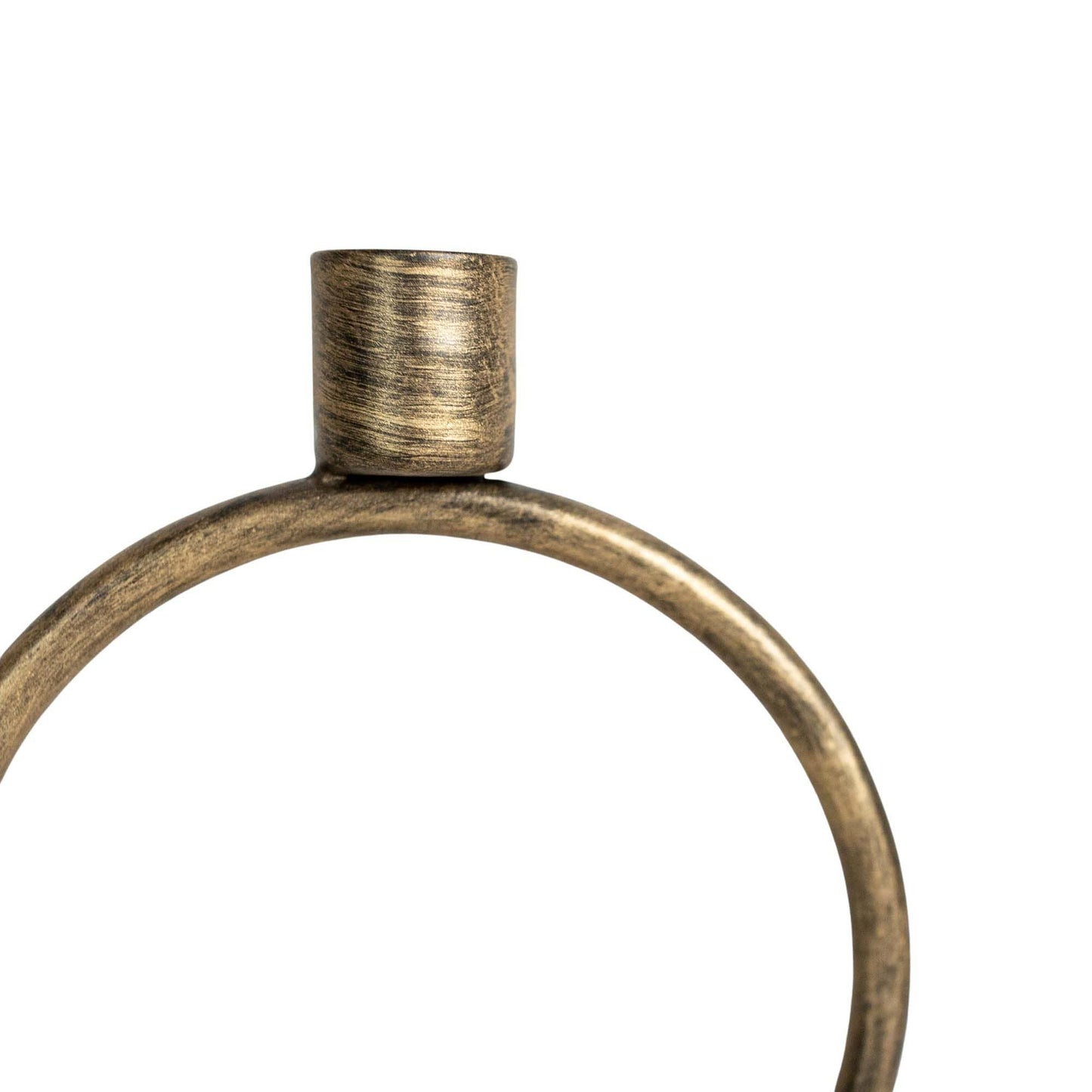 Round Sculpture Taper Candle Holder Metal